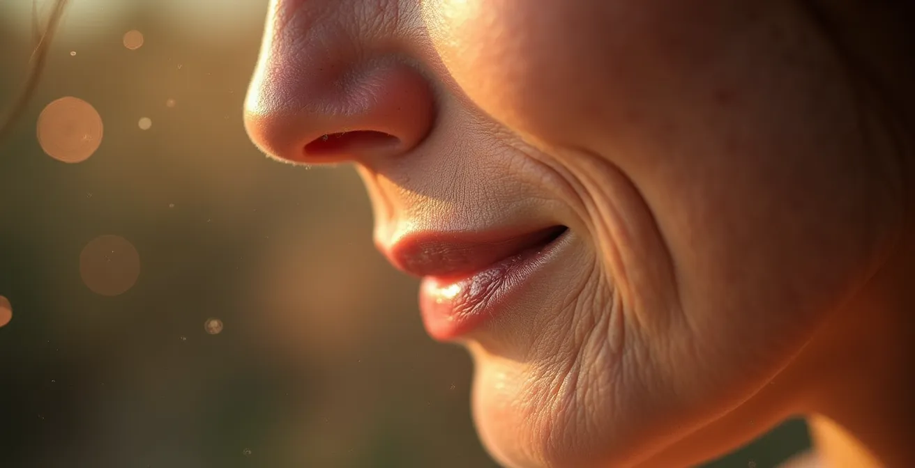 Analyse détaillée des trois tiers du visage avec zones de vieillissement marquées